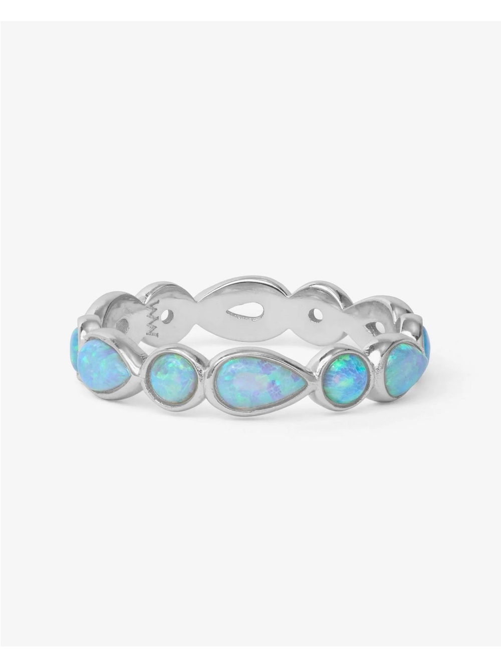 Melinda Maria Silver Simulated Opal Teardrop & Round Ring- 6